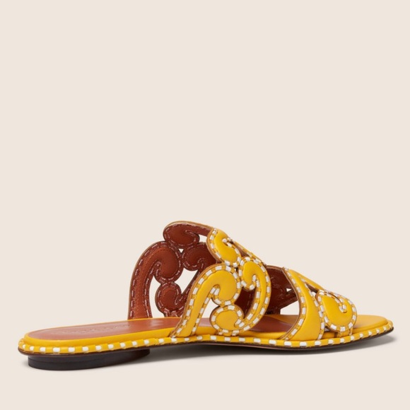 Derek Lam Issa Leather Sandal Mule in Gold Yellow - Picture 5 of 6